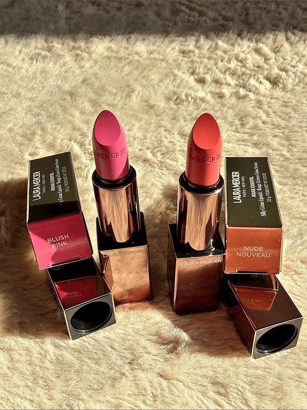 Laura Mercier Rouge Essentiel Silky Crème Lipstick Blush Pink & Nude Nouveau NWT